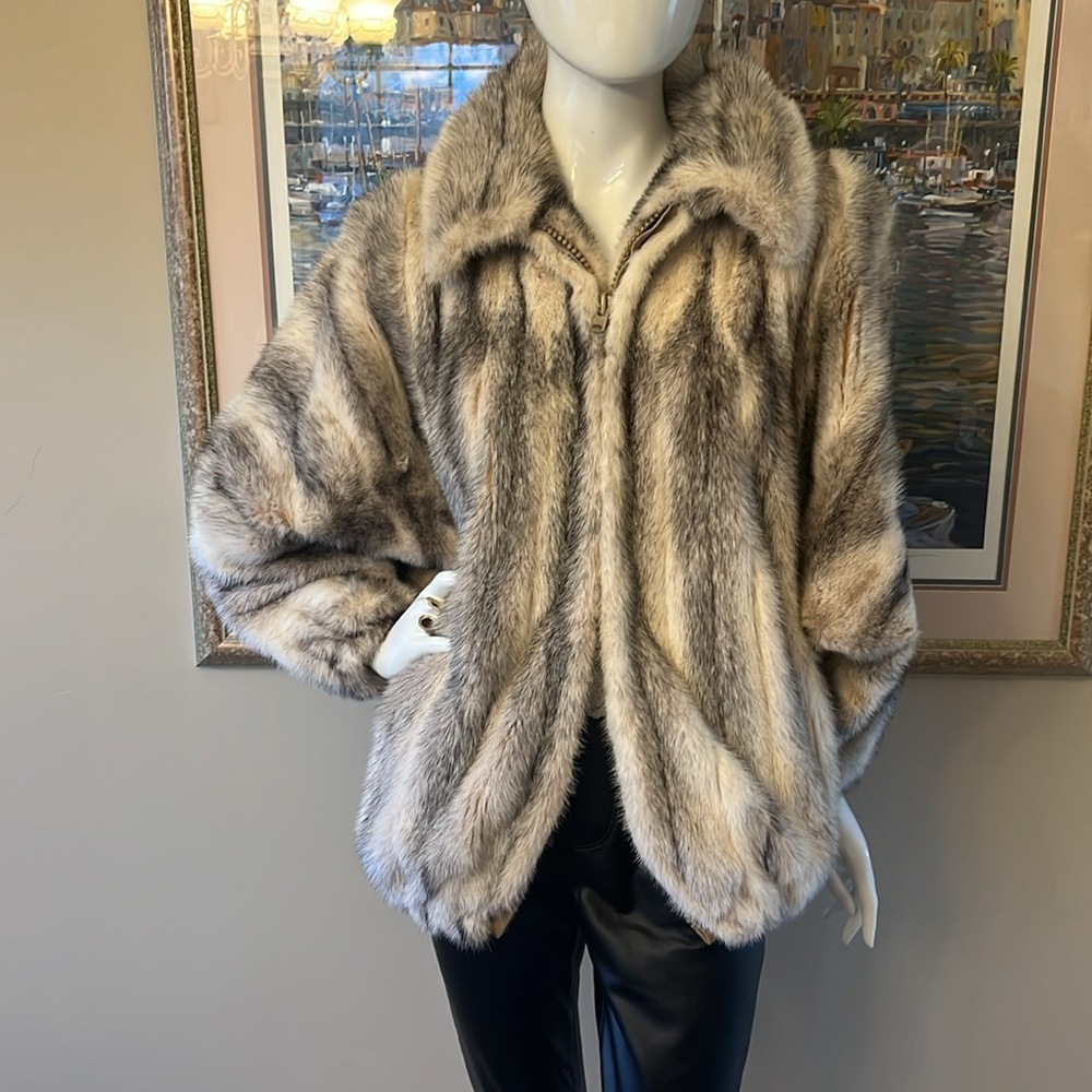 GENUINE MINK BOMBER JACKET - Picture 6 of 14
